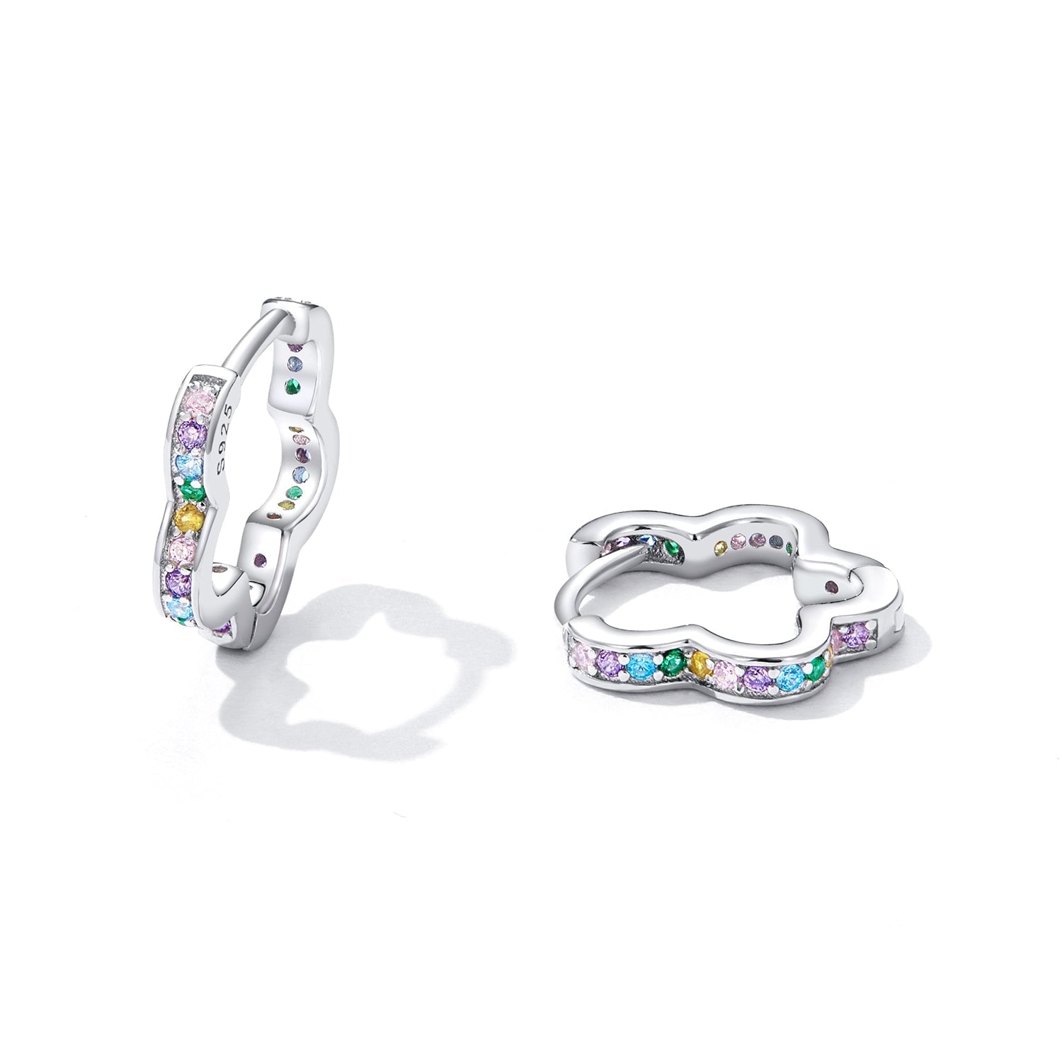 925 Sterling Silver Earrings with Pavé Setting CZ and Platinum Plating for Women DestGlow