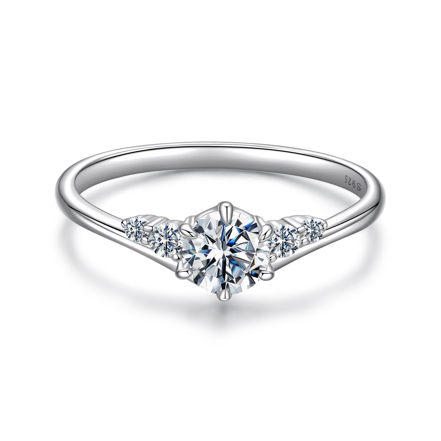 925 Sterling Silver Moissanite 0.15ct Ring Size 7 for Women DestGlow