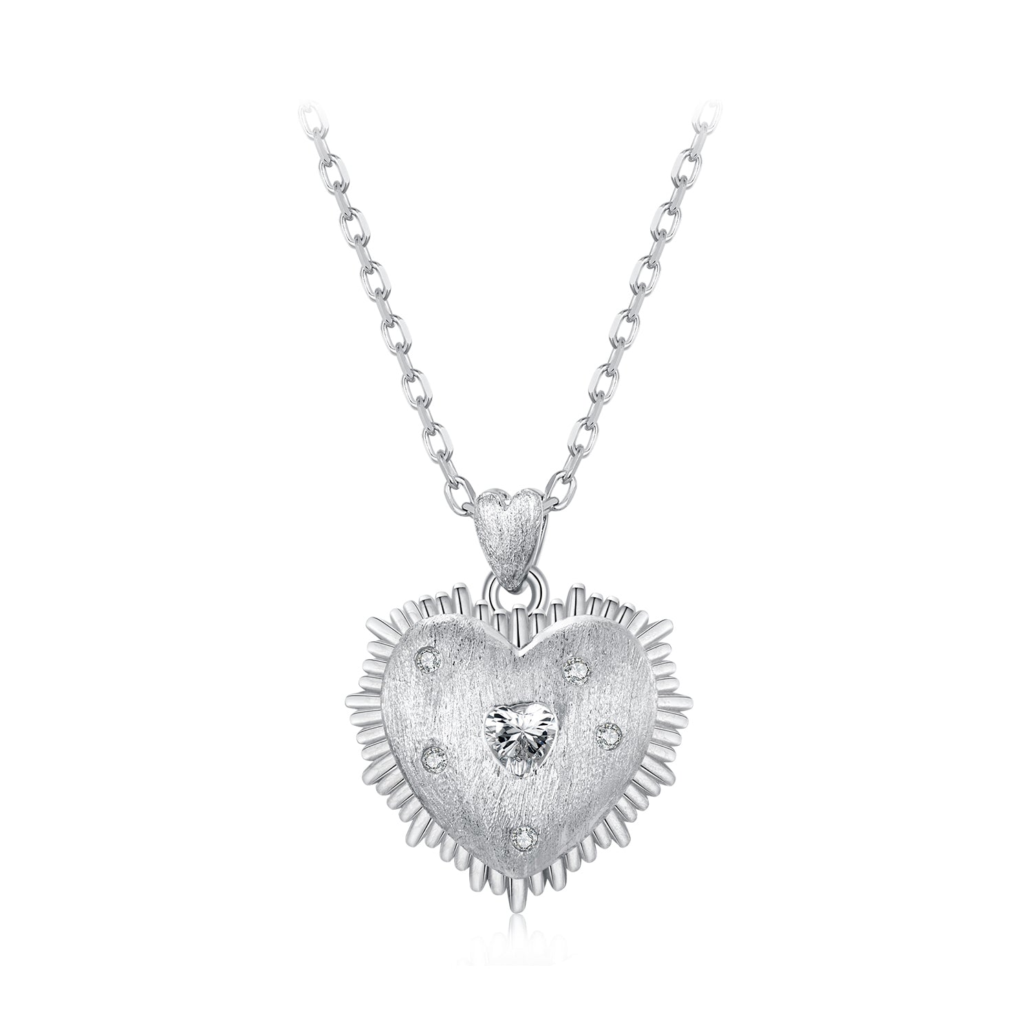 925 Sterling Silver White Gold Plated Necklace with CZ Pendant for Women DestGlow