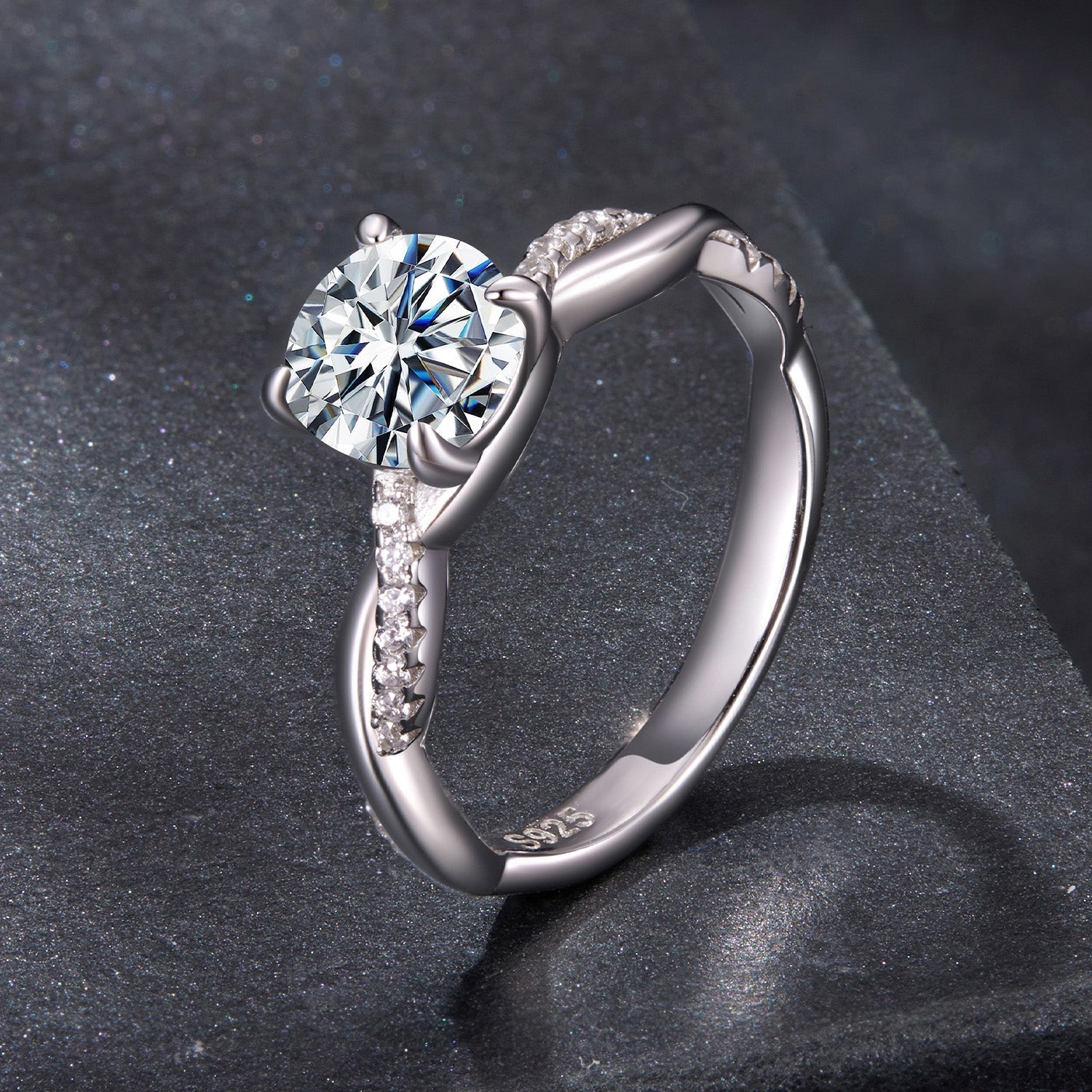 925 Sterling Silver Moissanite 0.65 Carat Ring Size 6 for Women DestGlow