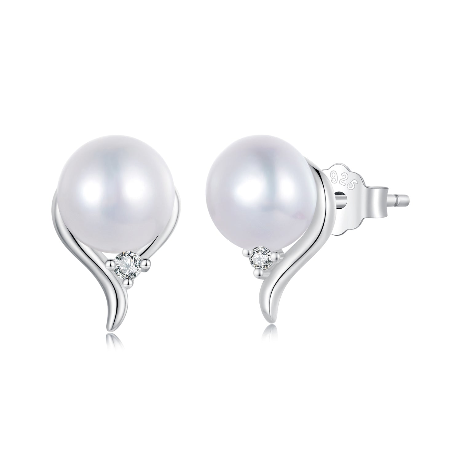 925 Sterling Silver Pavé Setting CZ & Natural Fresh Water Earrings for Women - 10*7mm DestGlow