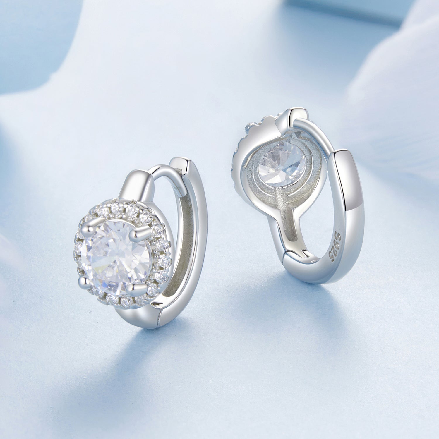 925 Sterling Silver White Gold Plated CZ Earrings for Women DestGlow