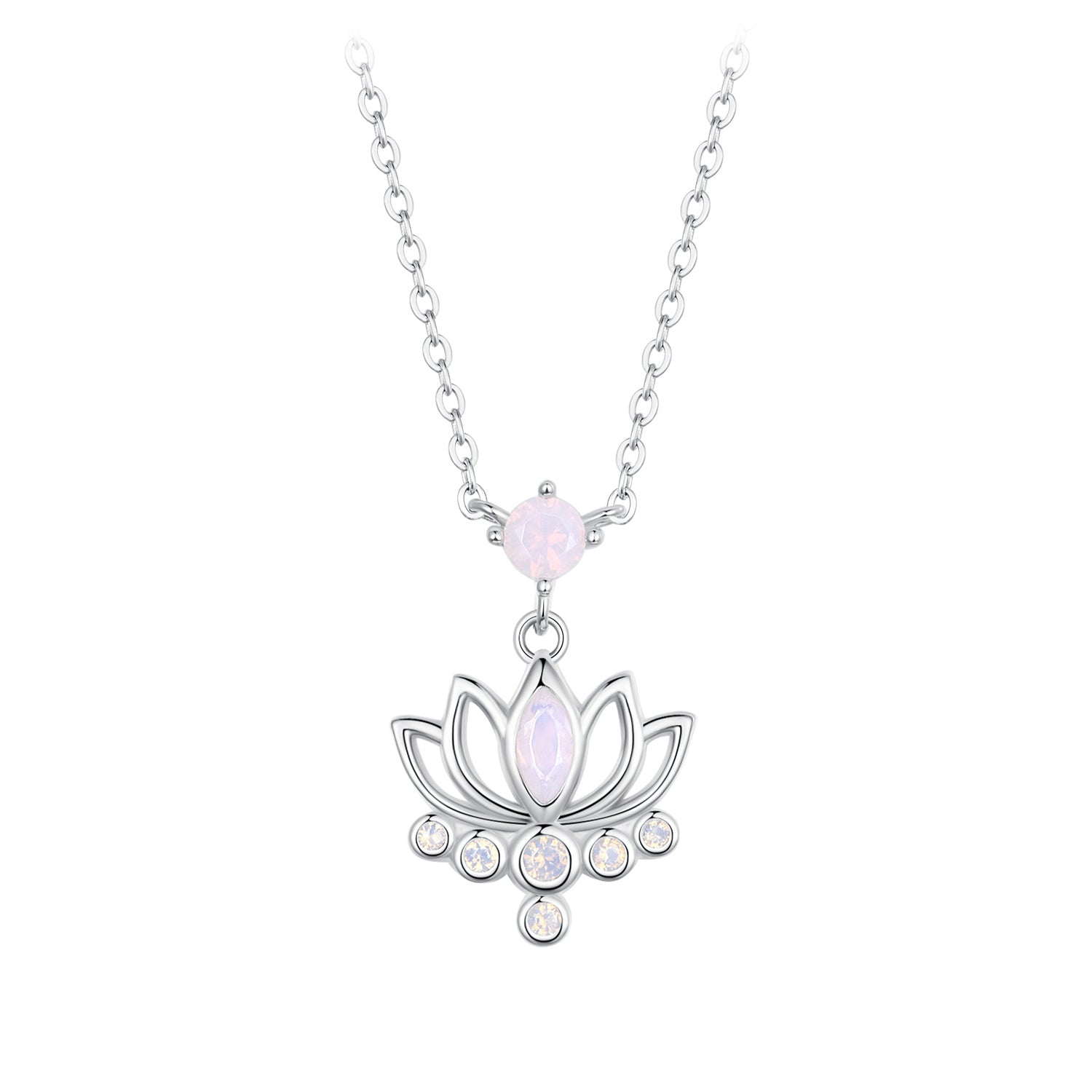 925 Sterling Silver Opal Nanometer Stone Necklace for Women DestGlow