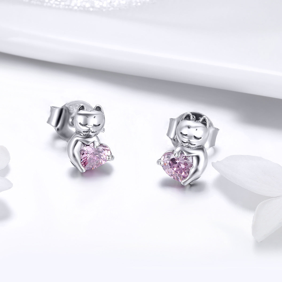 925 Sterling Silver Earrings with Pavé Setting and Oxidized Finish for Women DestGlow