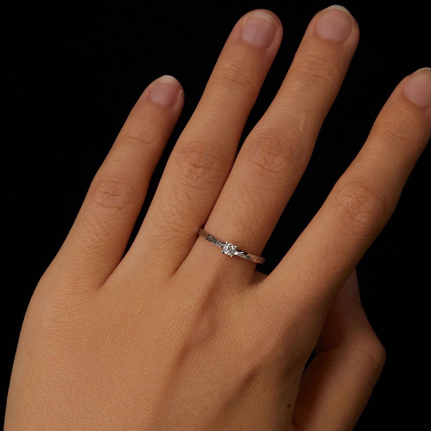 925 Sterling Silver Moissanite White Gold Plated Ring Size 6 DestGlow