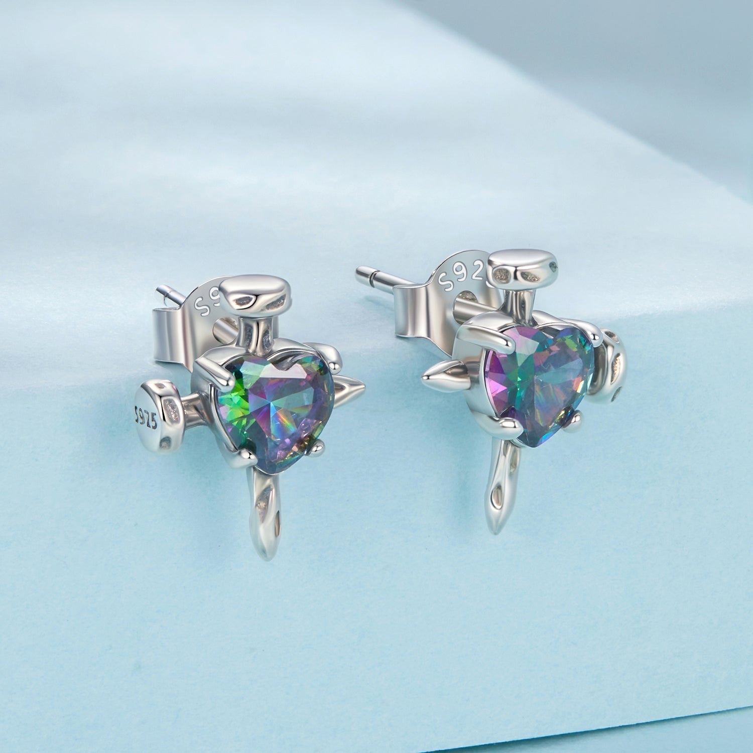 925 Sterling Silver Earrings with Transparent Glass for Women DestGlow