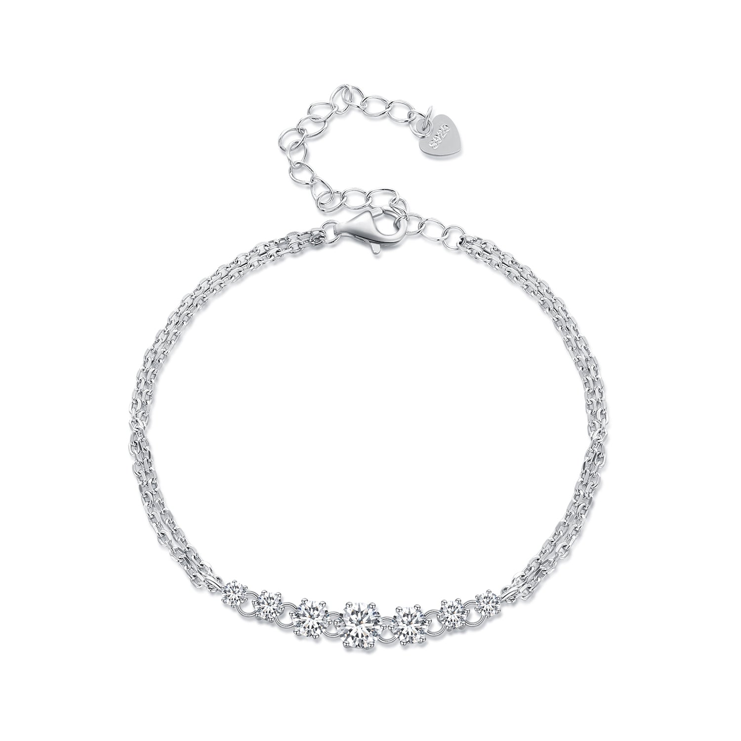 925 Sterling Silver 5MM Moissanite Bracelet for Women DestGlow