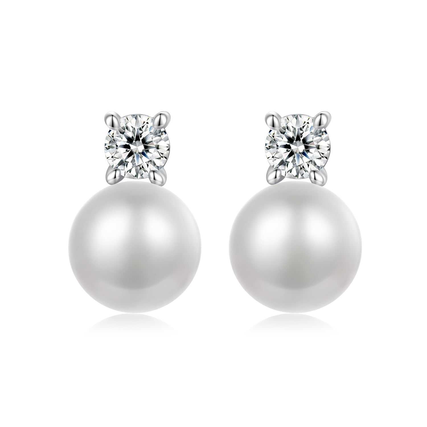 925 Sterling Silver Moissanite 0.1ct Freshwater Pearl Earrings for Women DestGlow