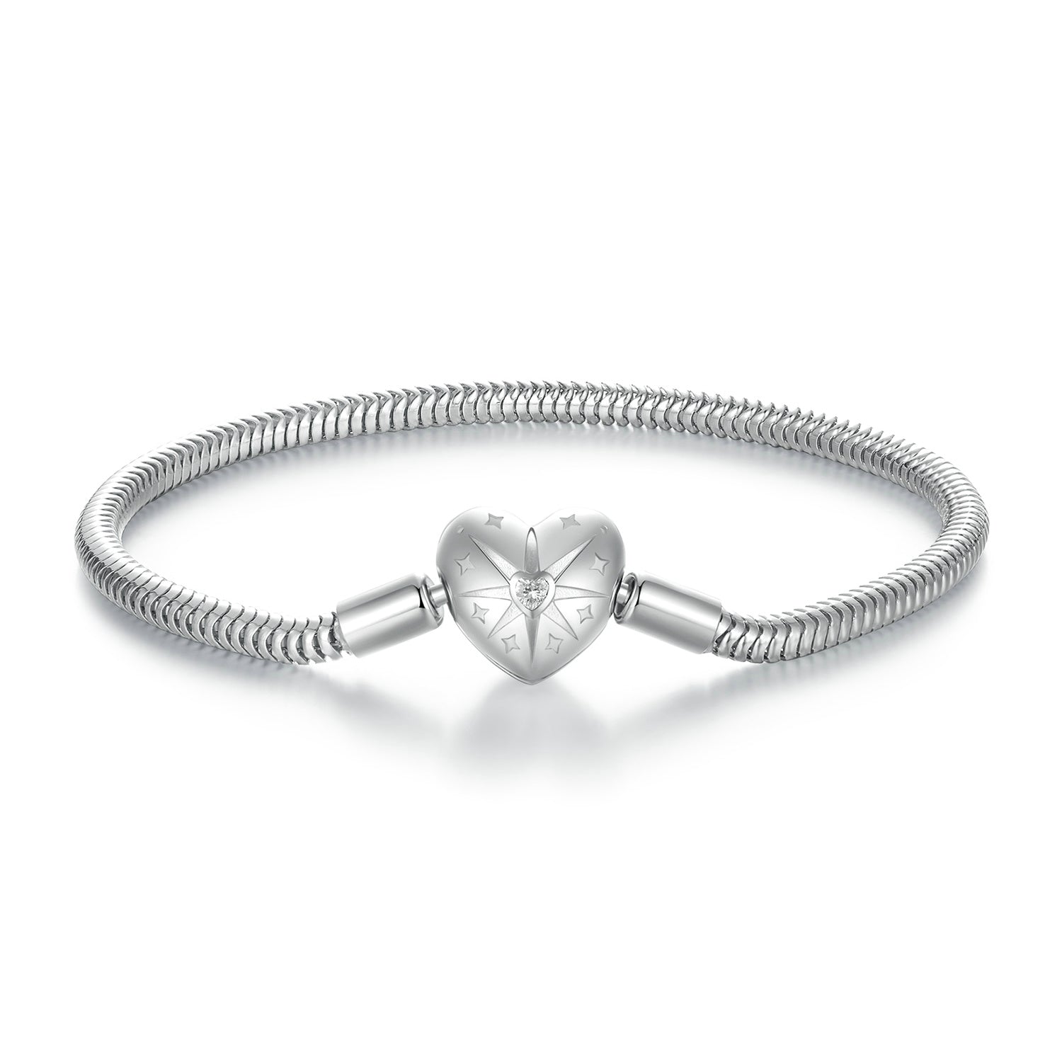 925 Sterling Silver + Pavé Setting White Gold Bracelet 17.0cm for Women DestGlow