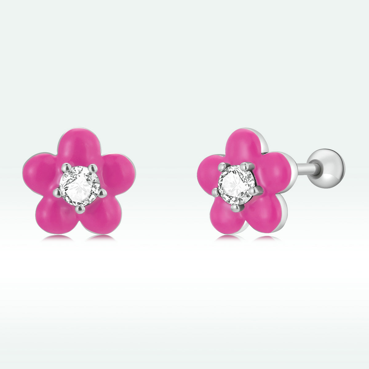 S925 Sterling Silver CZ Pavé Enamel Oxidized Earrings DestGlow