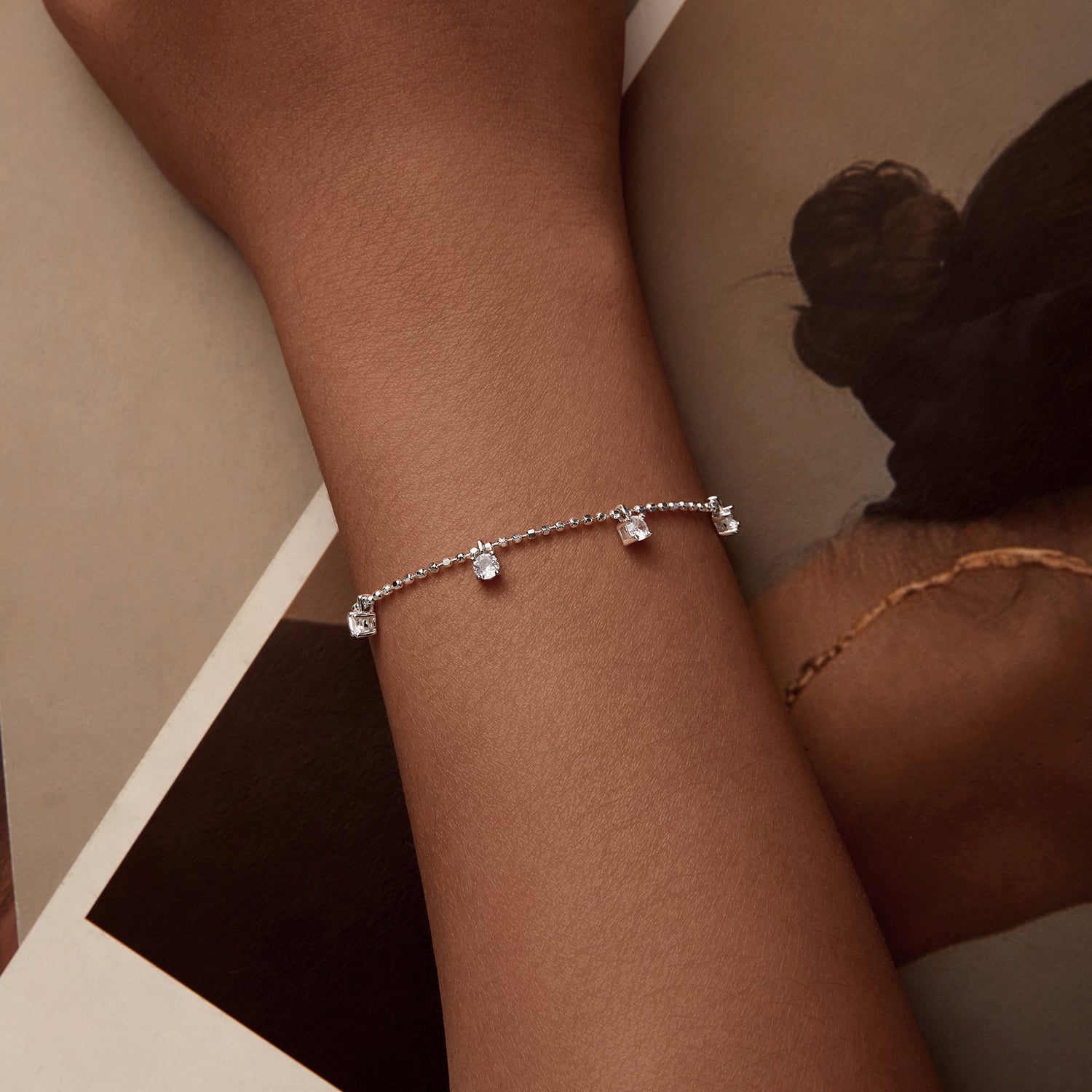 925 Sterling Silver Plated Platinum CZ Bracelet for Women DestGlow