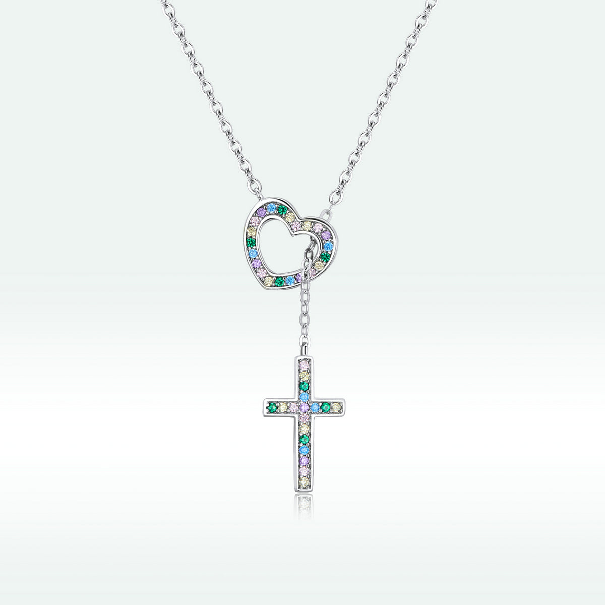 925 Sterling Silver Plated Necklace with Adjustable Length 42.5cm and CZ for Women DestGlow
