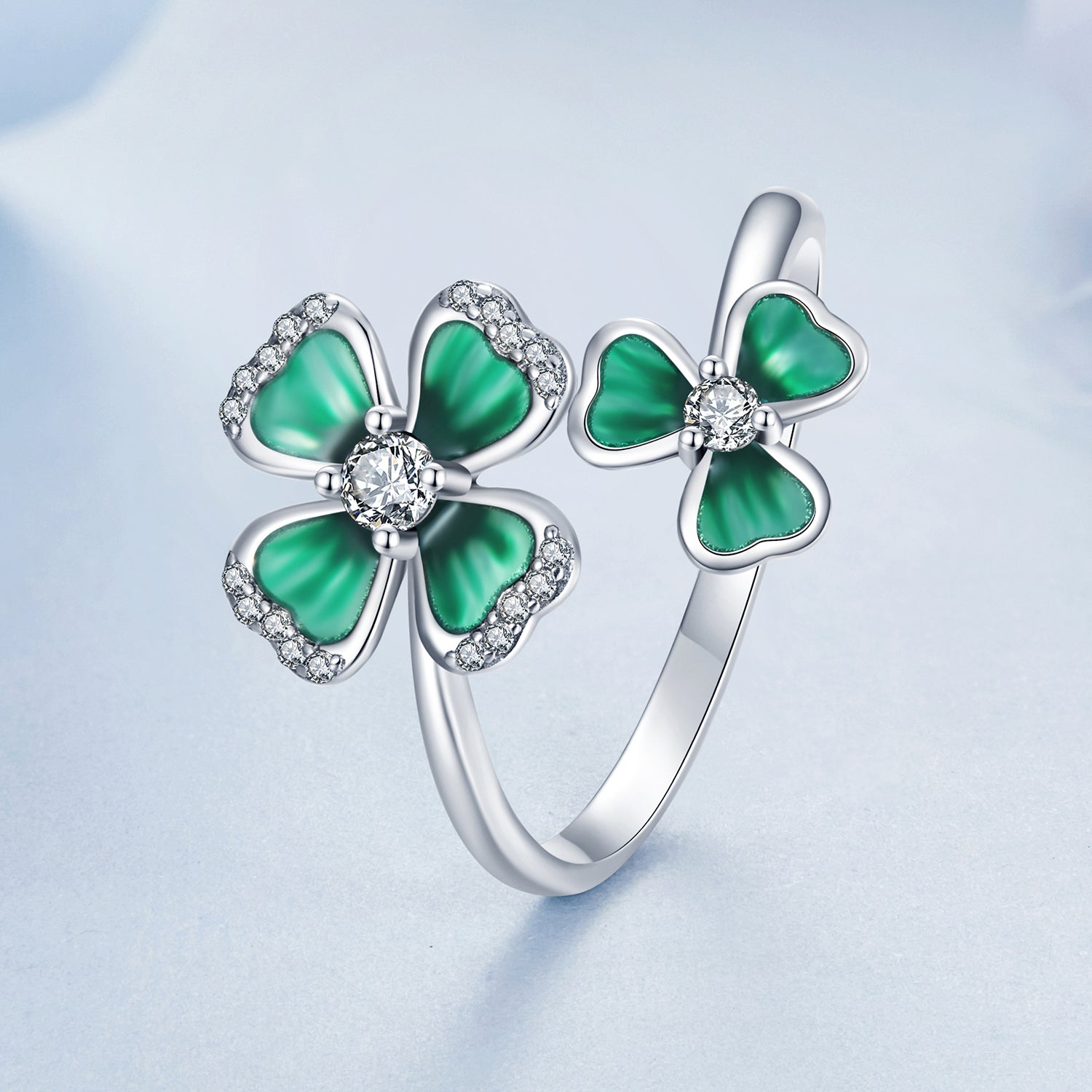 925 Sterling Silver Enamel Pavé CZ Ring for Women DestGlow