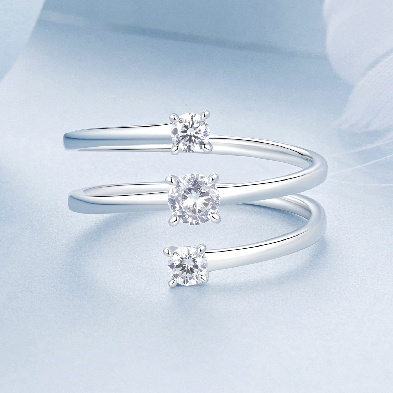 925 Sterling Silver White Gold Plated CZ Ring for Women DestGlow