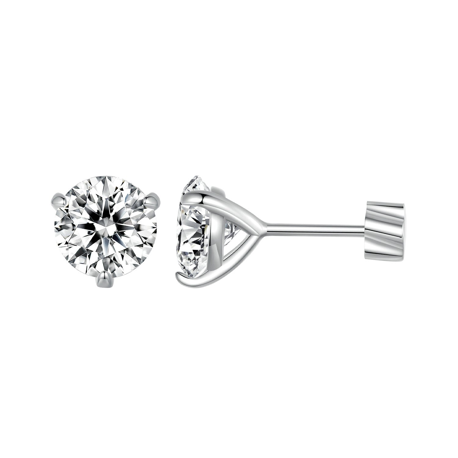 925 Sterling Silver Moissanite Earring 0.7cm White Gold Plated for Women DestGlow