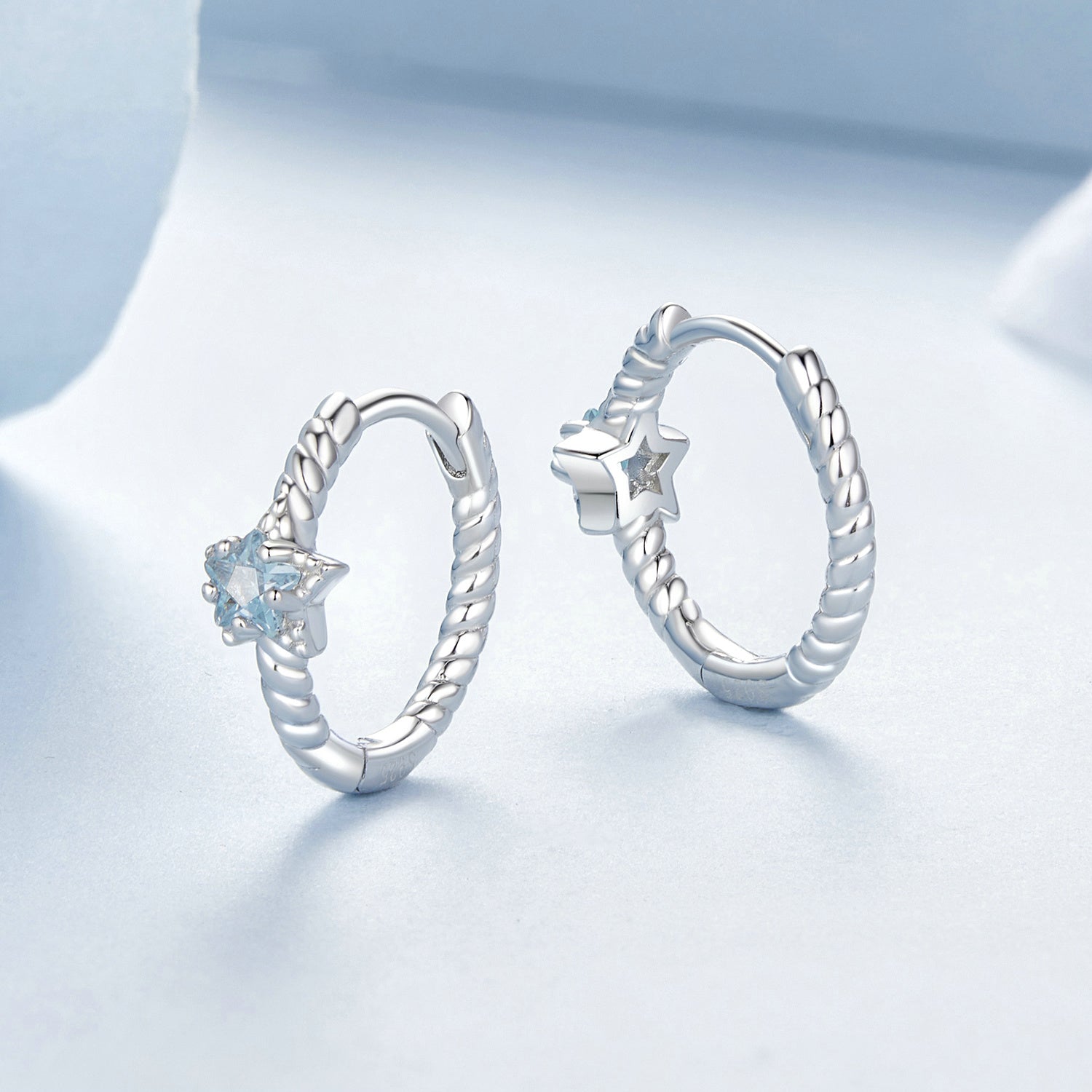925 Sterling Silver Earrings with CZ and White Gold Plating, 1.3cm for Women DestGlow