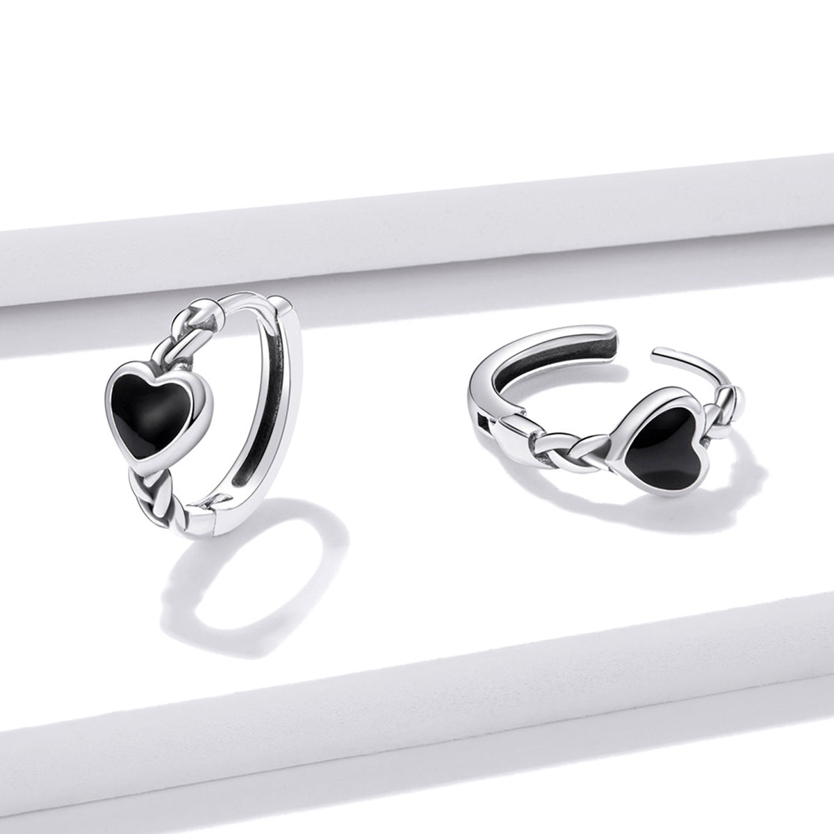 925 Sterling Silver Oxidized Enamel Earrings for Women - 1.2*0.5 cm DestGlow