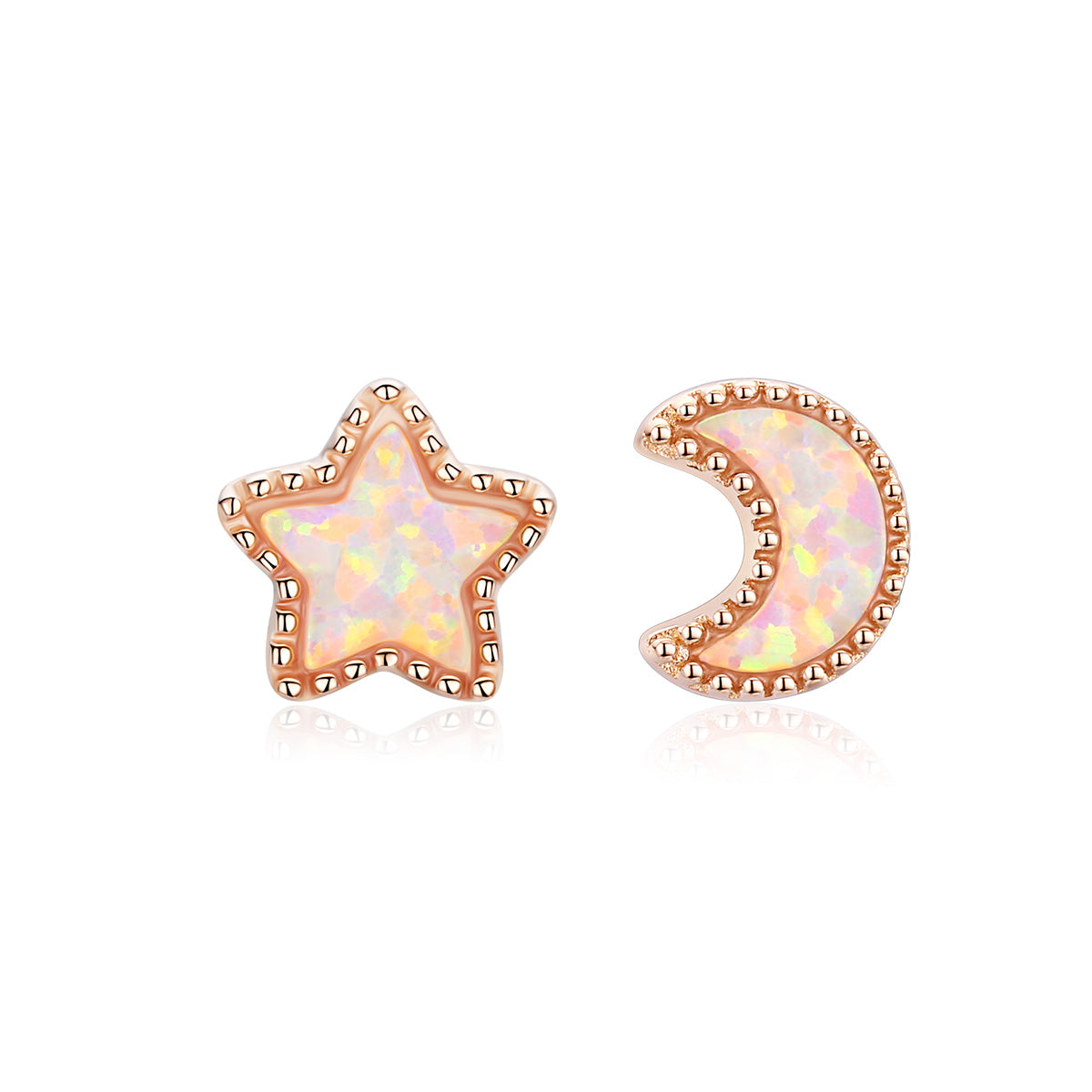 925 Sterling Silver Rose Gold Translucent Opal Earrings for Women DestGlow