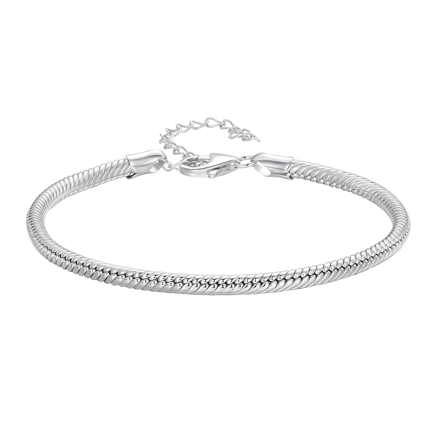 925 Sterling Silver Plated Platinum Bracelet with Adjustable Length for Women DestGlow