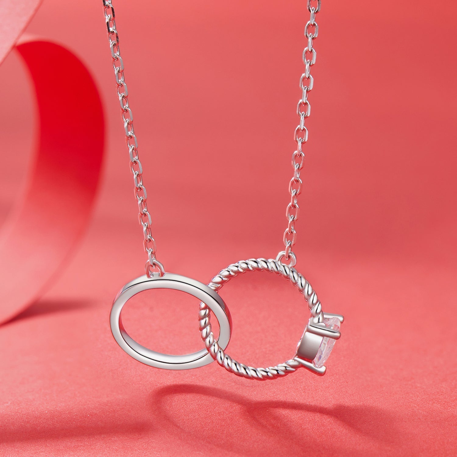 925 Sterling Silver White Gold Plated 40+5cm Necklace with Pavé CZ for Women DestGlow