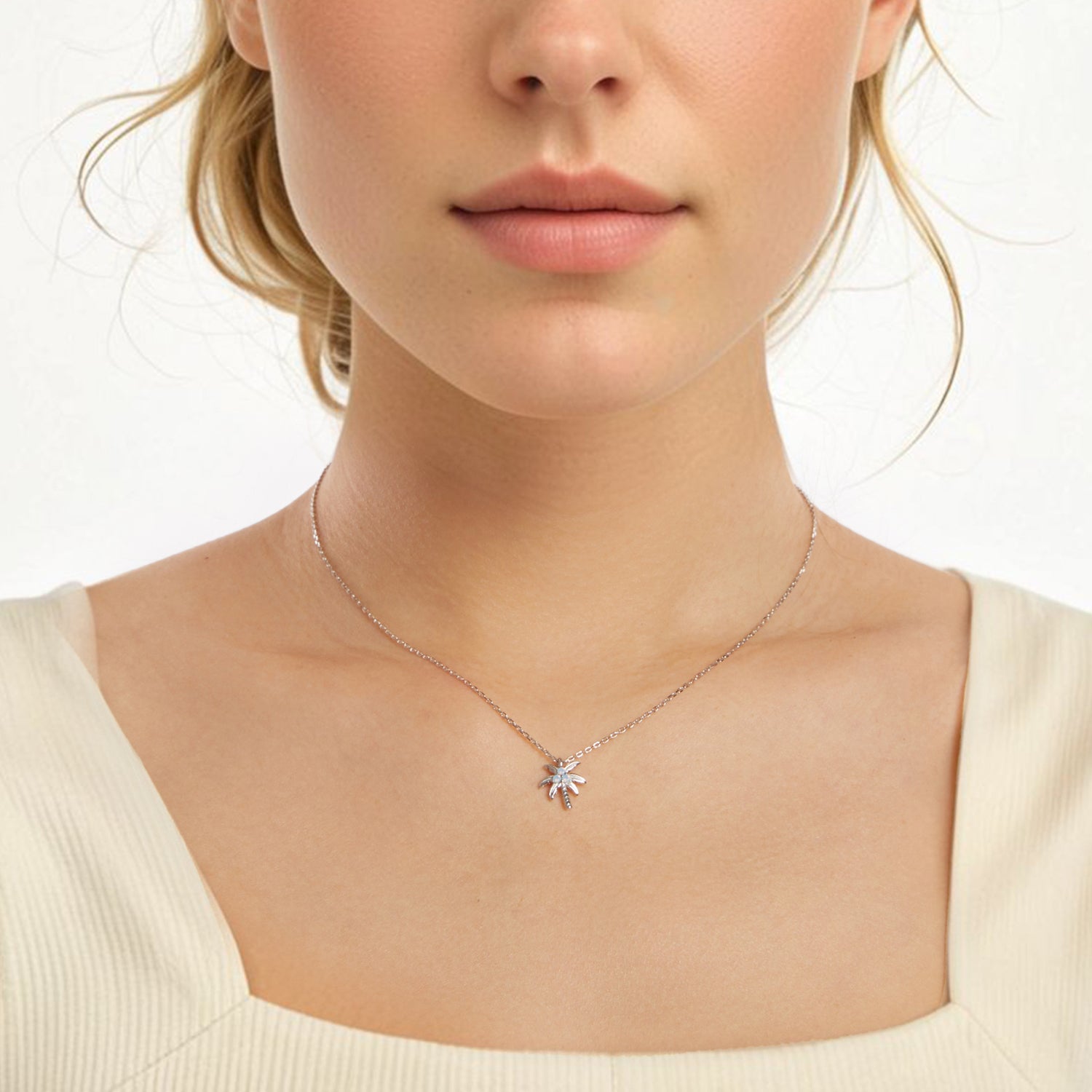 925 Sterling Silver + Nano Opal Stone Pendant Necklace for Women DestGlow