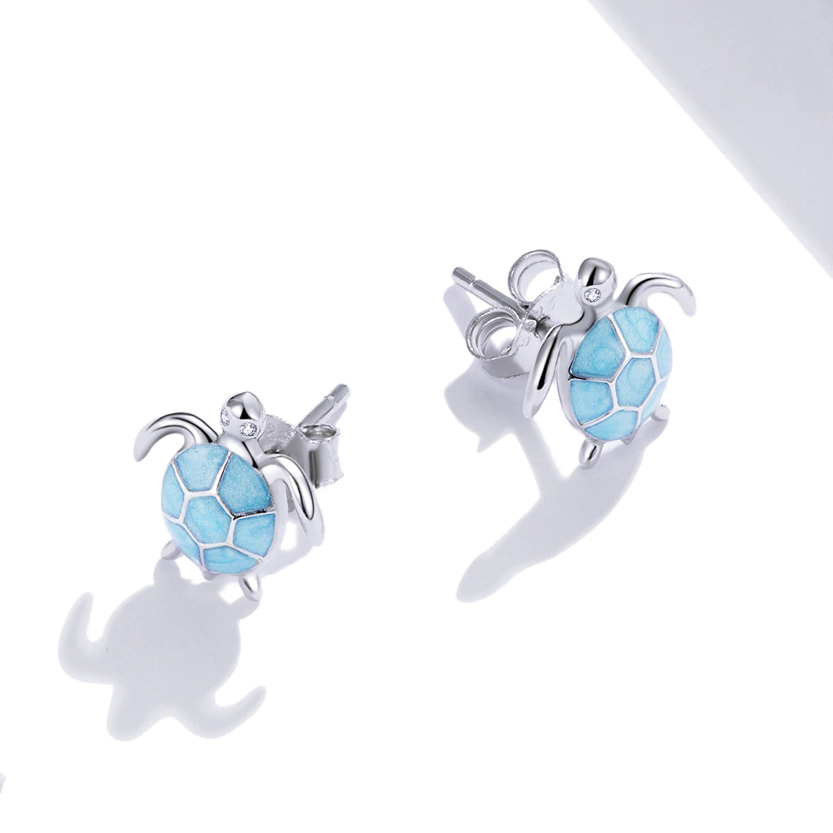 925 Sterling Silver Earrings for Women - Pavé Setting CZ with Enamel Process - 1cm DestGlow