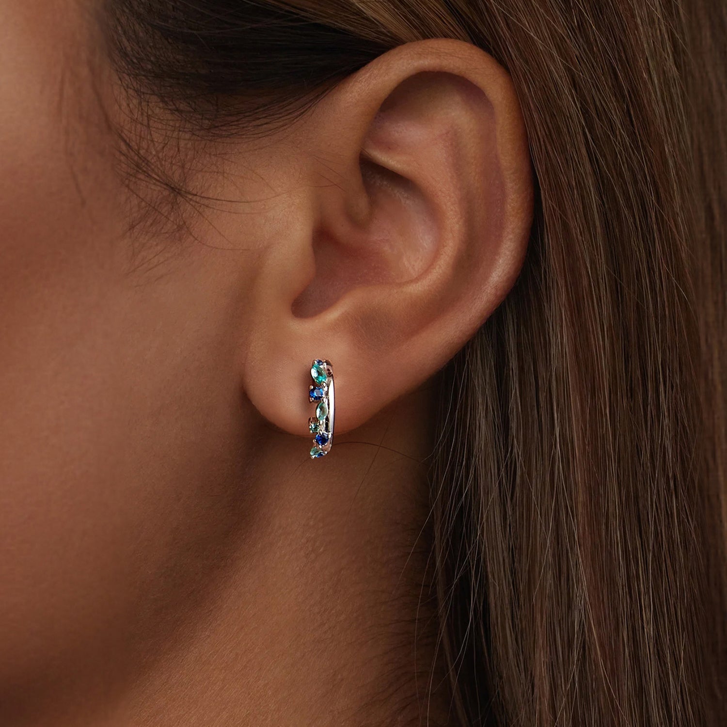 925 Sterling Silver Earrings with Pavé Setting and White Gold Plating for Women DestGlow