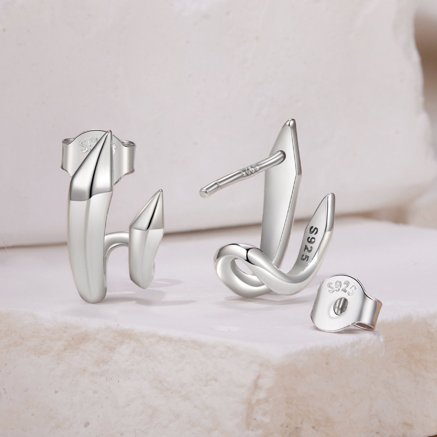 925 Sterling Silver Oxidized Silver Earrings Size 1.3*0.7cm DestGlow