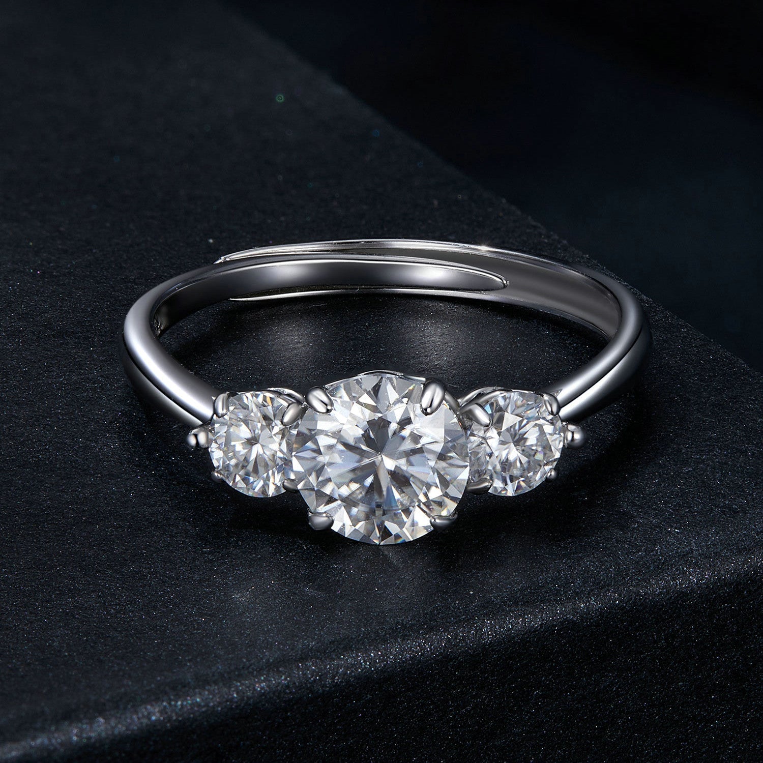 925 Sterling Silver Moissanite 6.5mm 1ct Ring, Size E for Women DestGlow