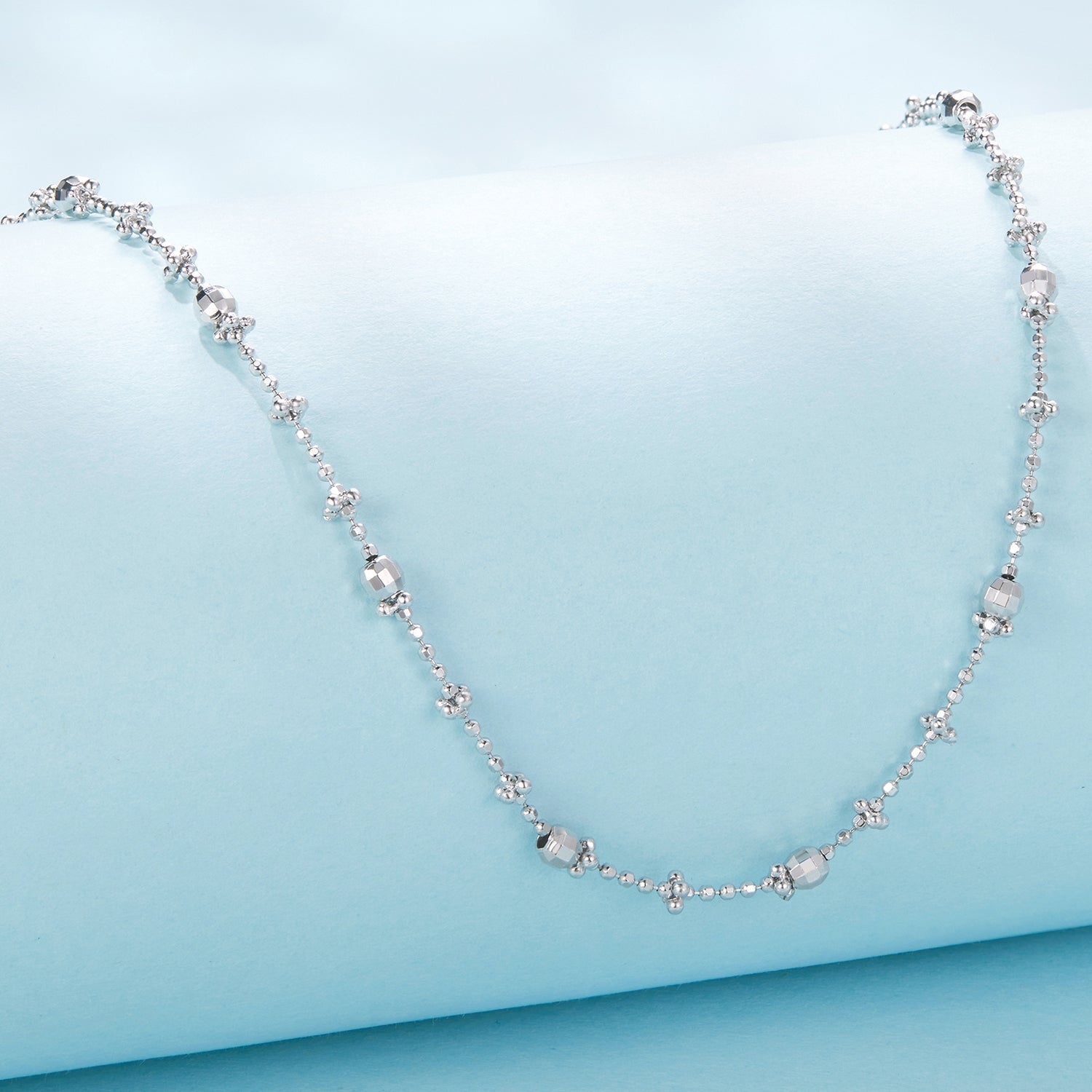 925 Sterling Silver 40+5cm White Gold Plated Necklace for Women DestGlow