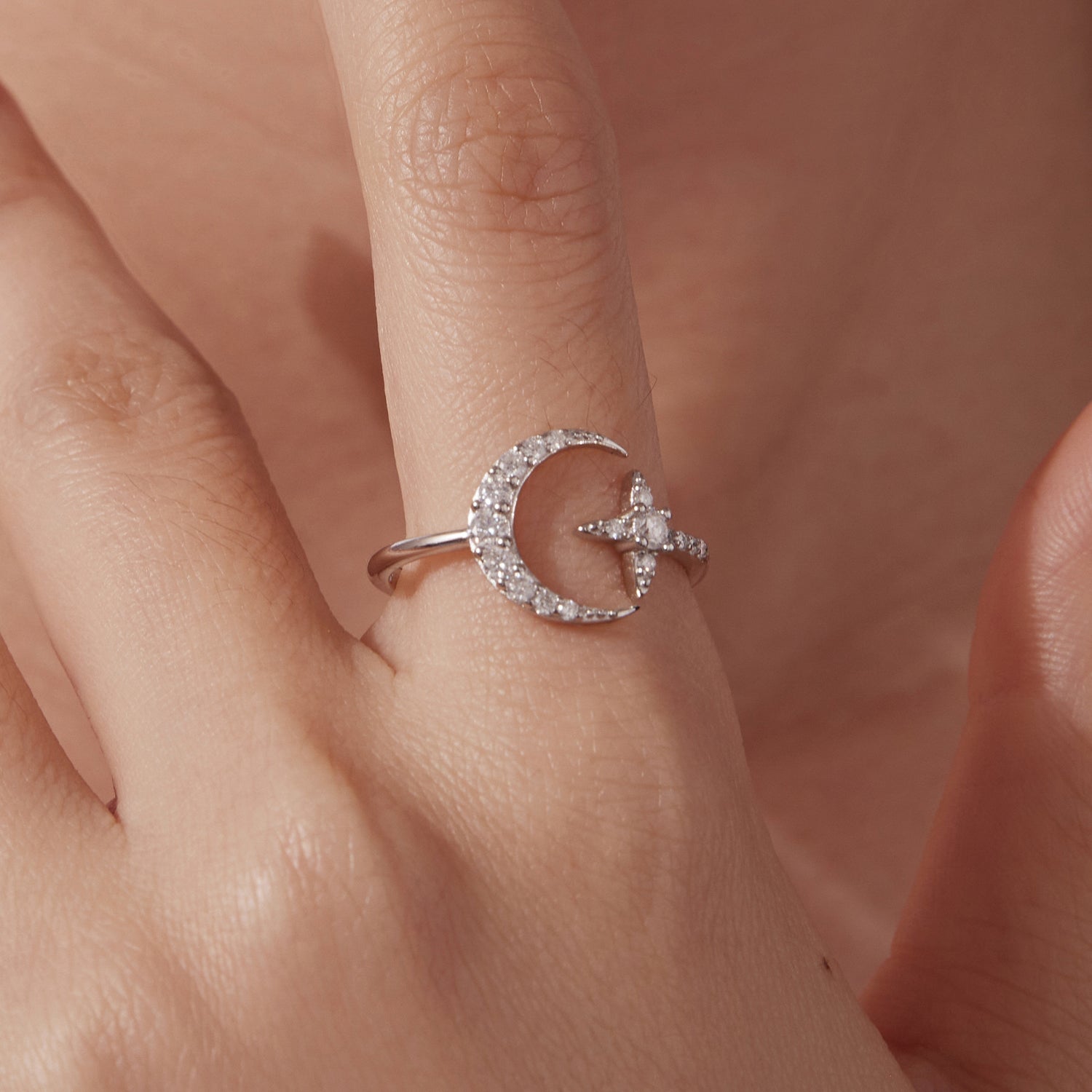 925 Sterling Silver Moissanite 0.25cm White Gold Plated Ring - Size E for Women DestGlow