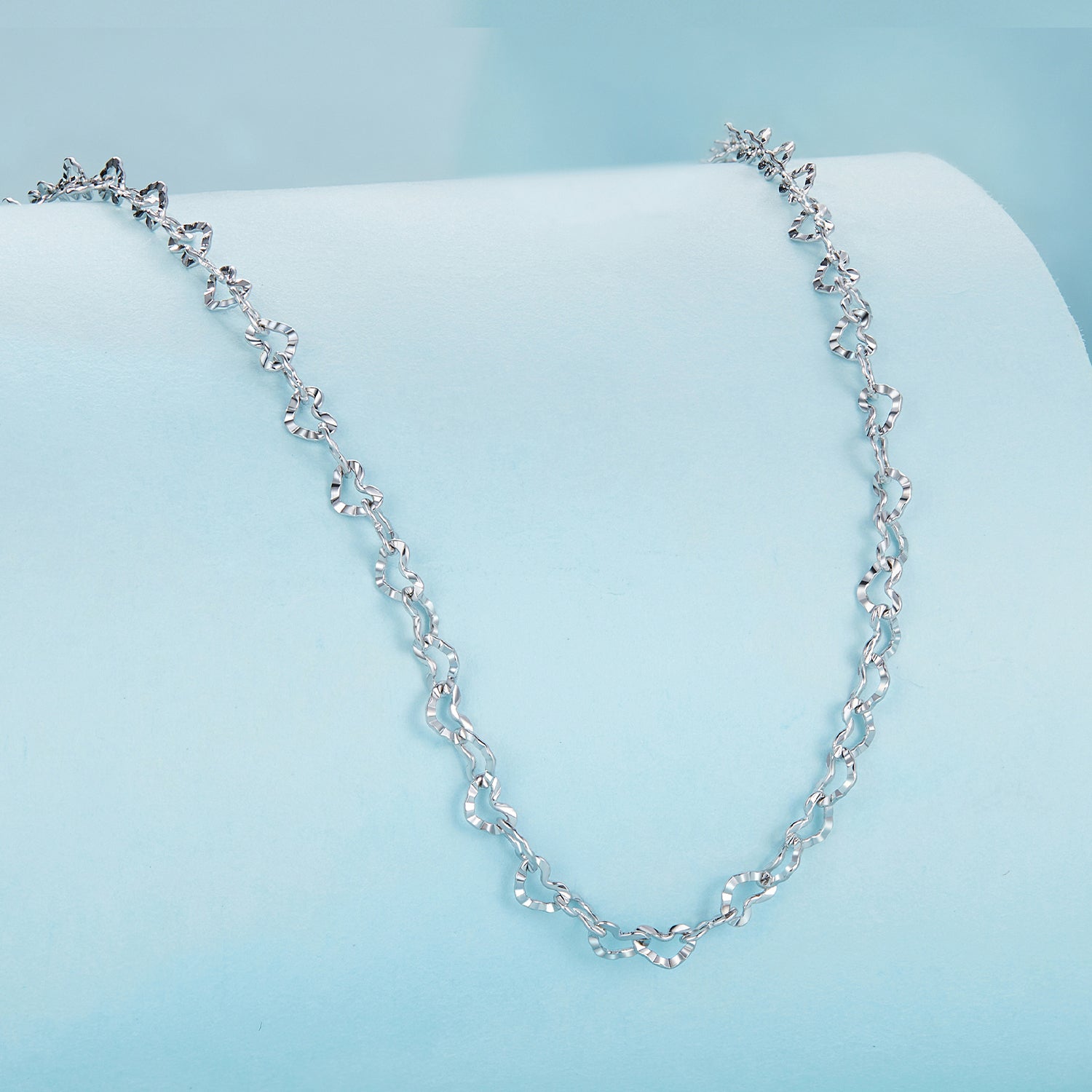 925 Sterling Silver Necklace with Platinum Plating, 395+55mm Length, 3.0mm Width for Women DestGlow