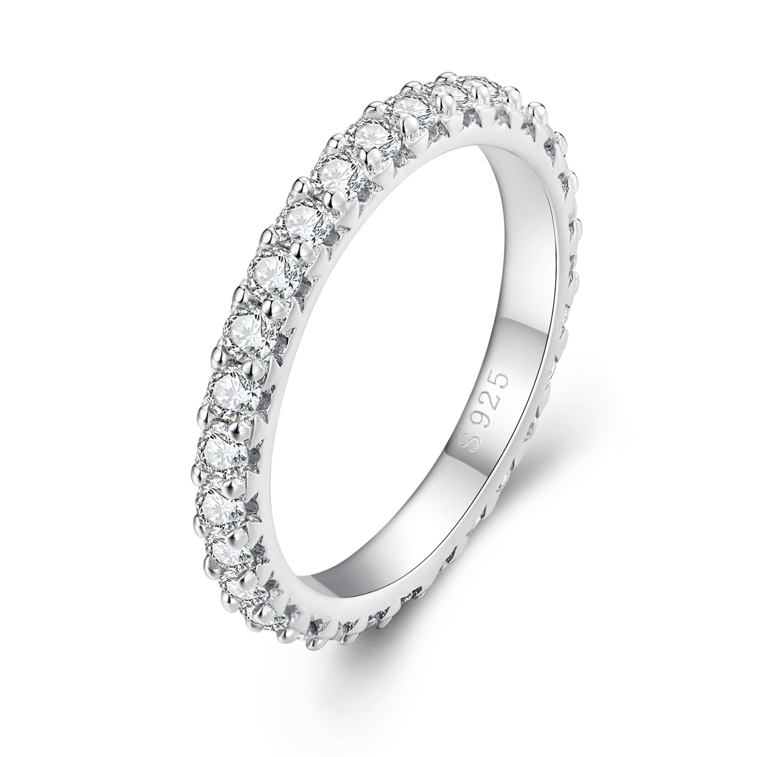 925 Sterling Silver Moissanite 0.03ct Ring Size 6 DestGlow