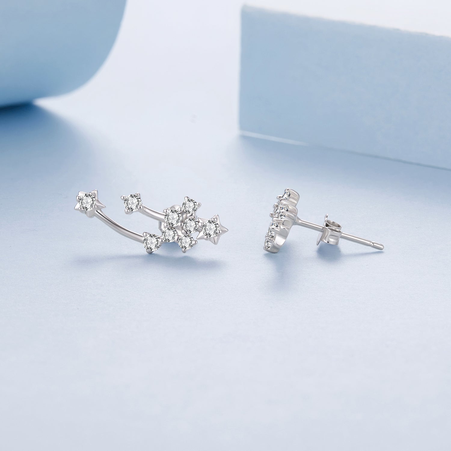 925 Sterling Silver & Brass White Gold Plated Earrings with CZ for Women DestGlow