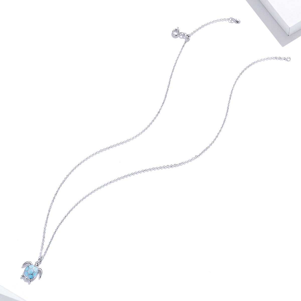 925 Sterling Silver Adjustable Necklace with Pavé CZ and Enamel, 44cm DestGlow