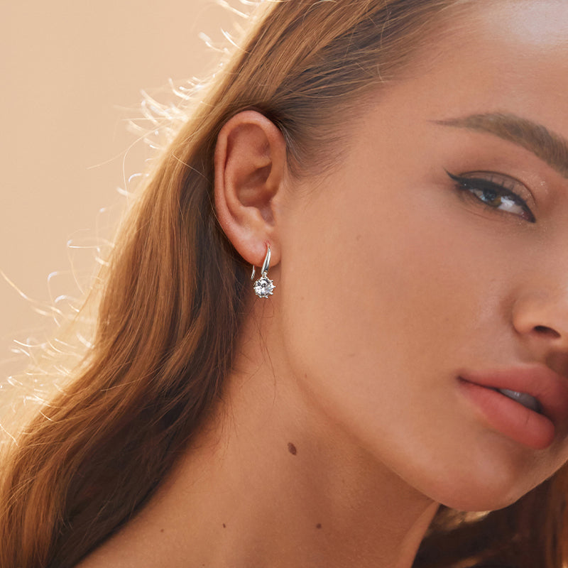 925 Sterling Silver Earrings with Pavé Setting and Platinum Plating DestGlow