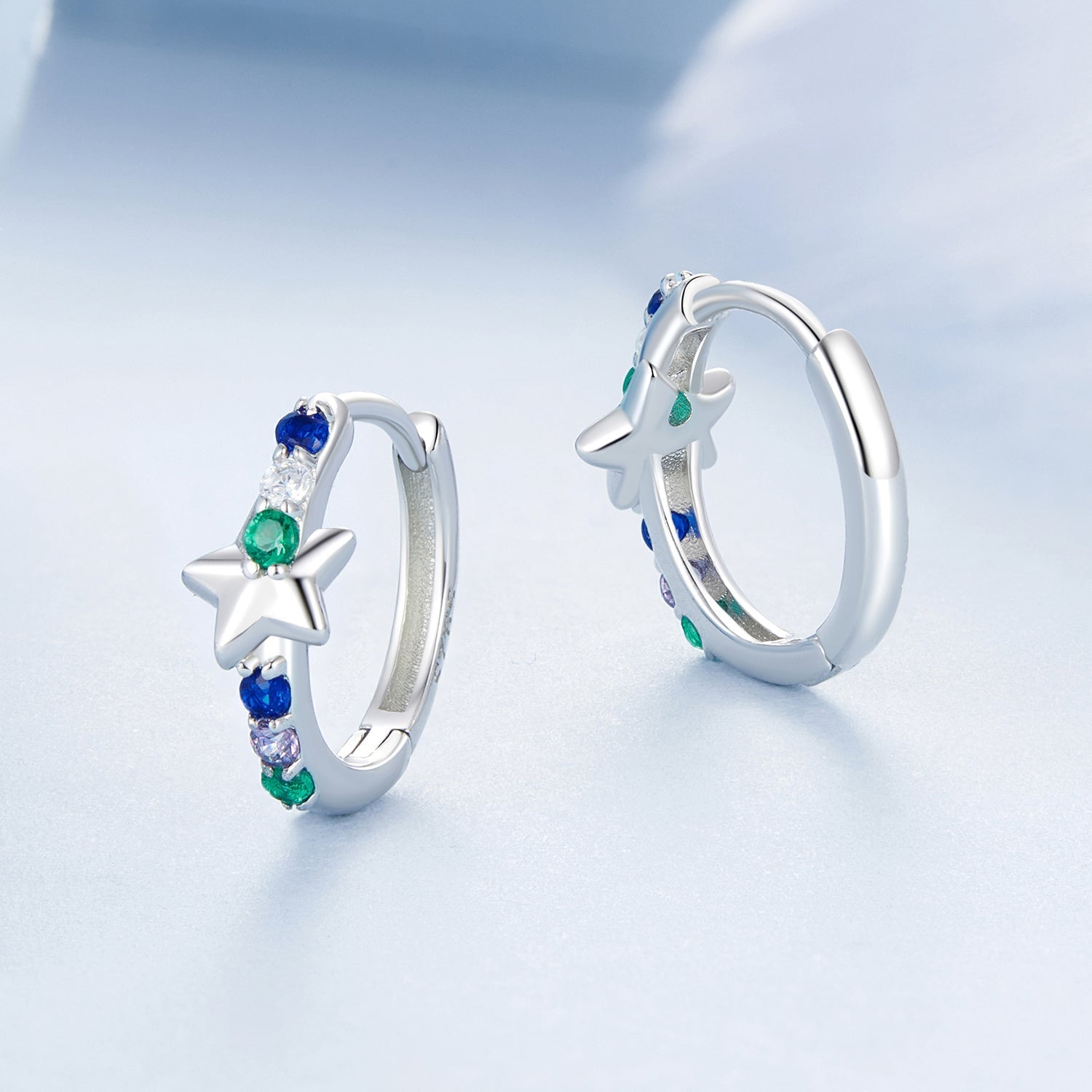 925 Sterling Silver Earrings with Pavé Setting CZ in White Gold for Women DestGlow