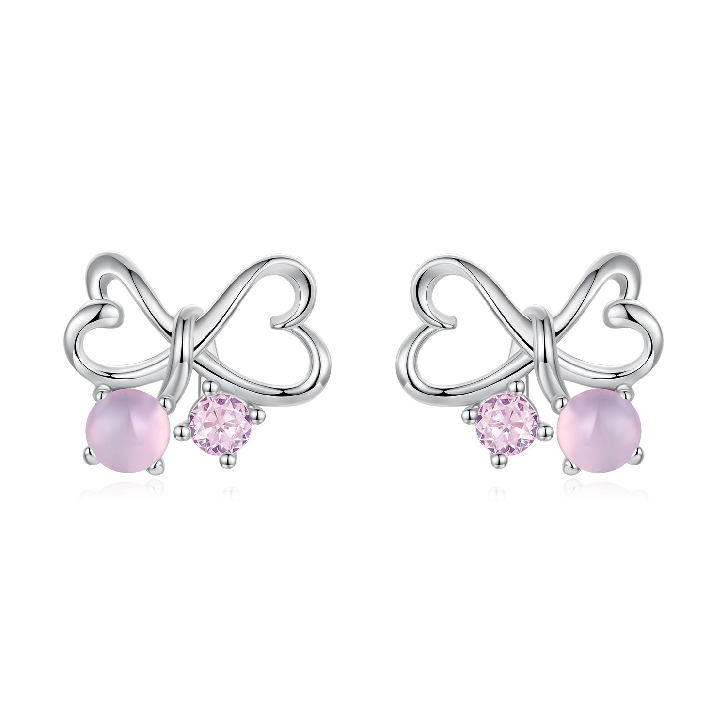 925 Sterling Silver Earrings with Pavé Setting CZ and Transparent Glass for Women DestGlow