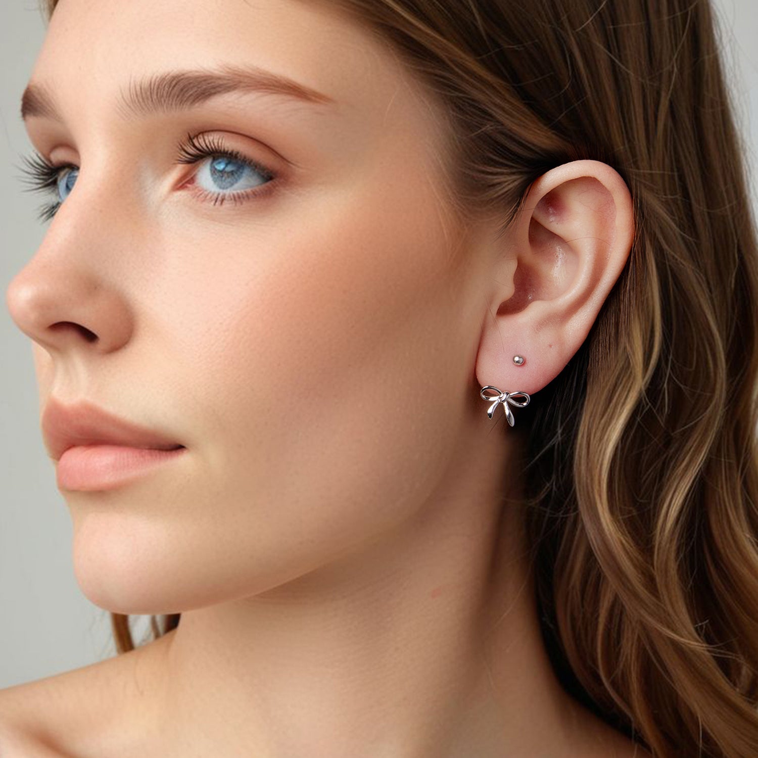 925 Sterling Silver Earrings with White Gold Plating - 1.0*1.3 cm DestGlow
