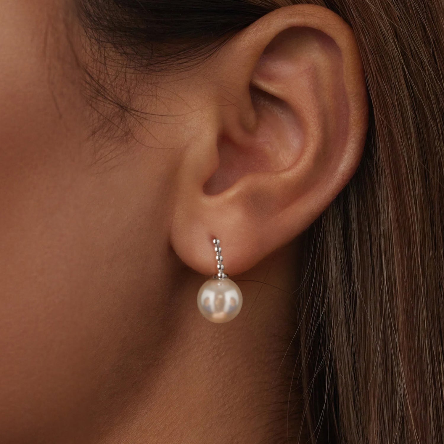 925 Sterling Silver Earrings with White Gold Plating and Shell Pearl for Women DestGlow