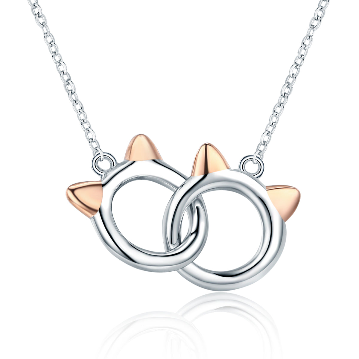 925 Sterling Silver Necklace, Length 38-45cm, Pendant 1.2*1cm, for Women DestGlow