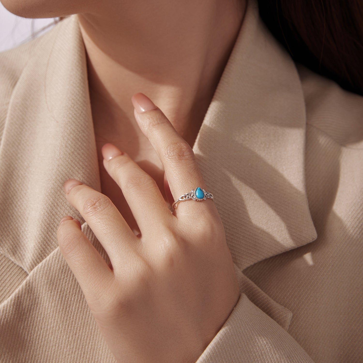925 Sterling Silver Synthetic Turquoise Ring for Women DestGlow