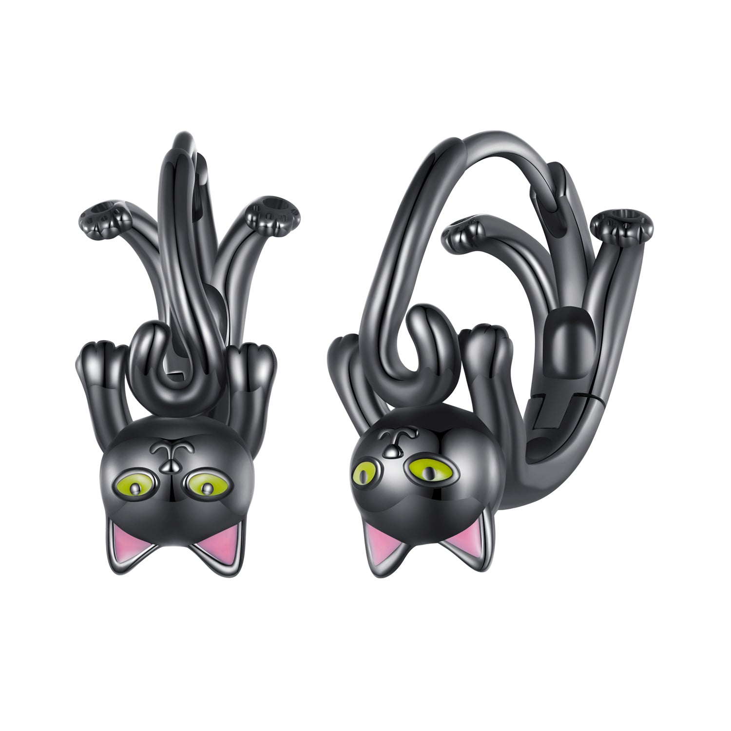 925 Sterling Silver Enamel Black Gold Earrings for Women DestGlow