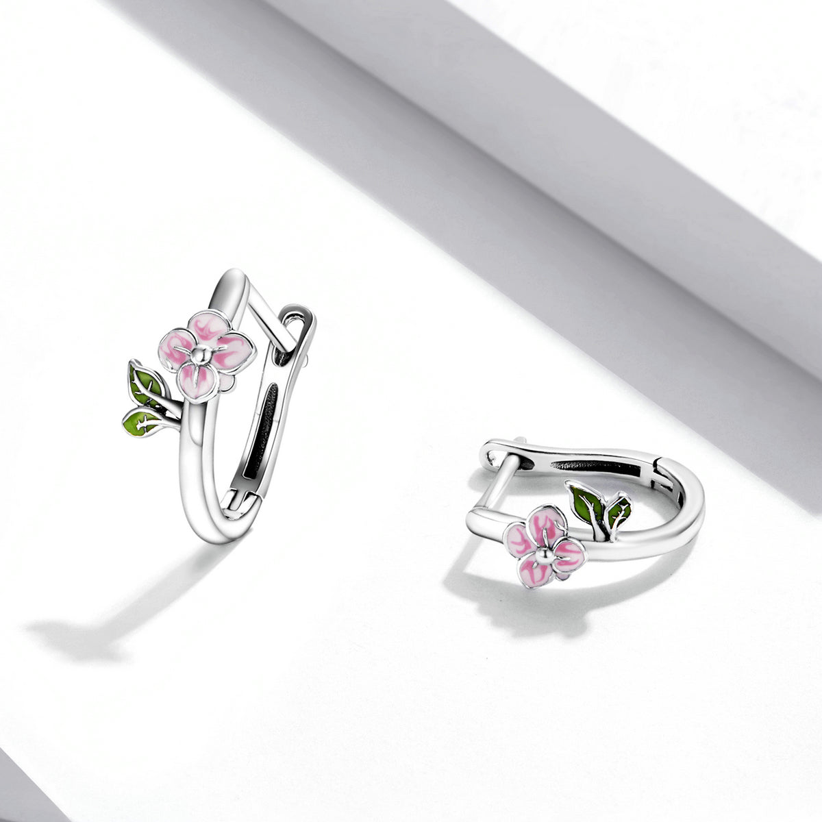 925 Sterling Silver Enamel Oxidized Silver Earrings for Women - 1.5x0.7cm DestGlow