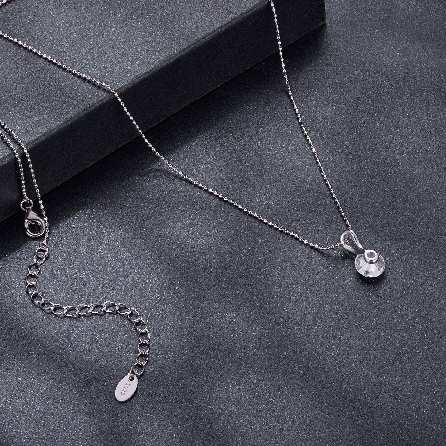 925 Sterling Silver Moissanite Necklace 40+5cm with White Gold Plating for Women DestGlow
