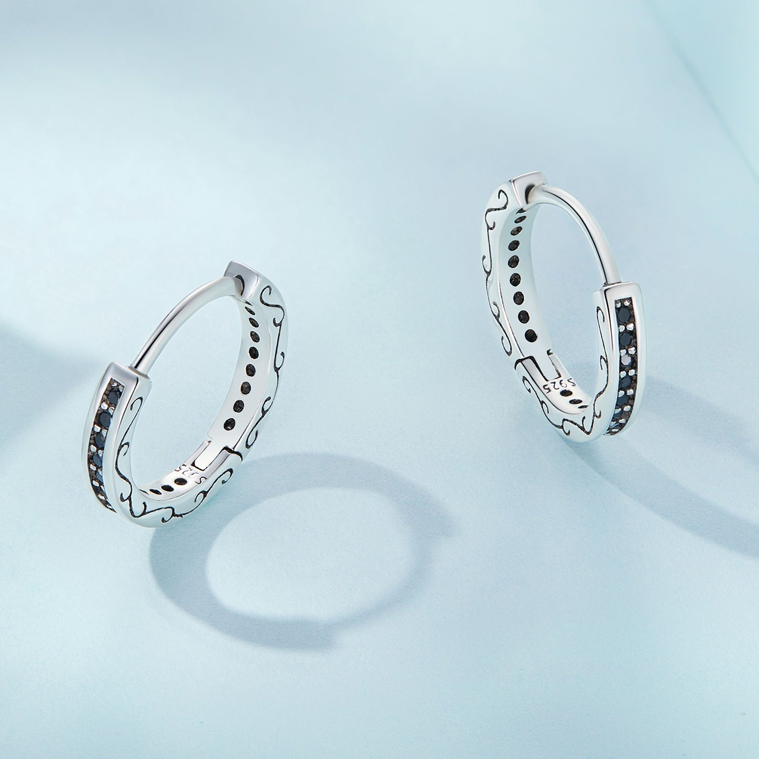 925 Sterling Silver Oxidized Pavé CZ Earrings DestGlow