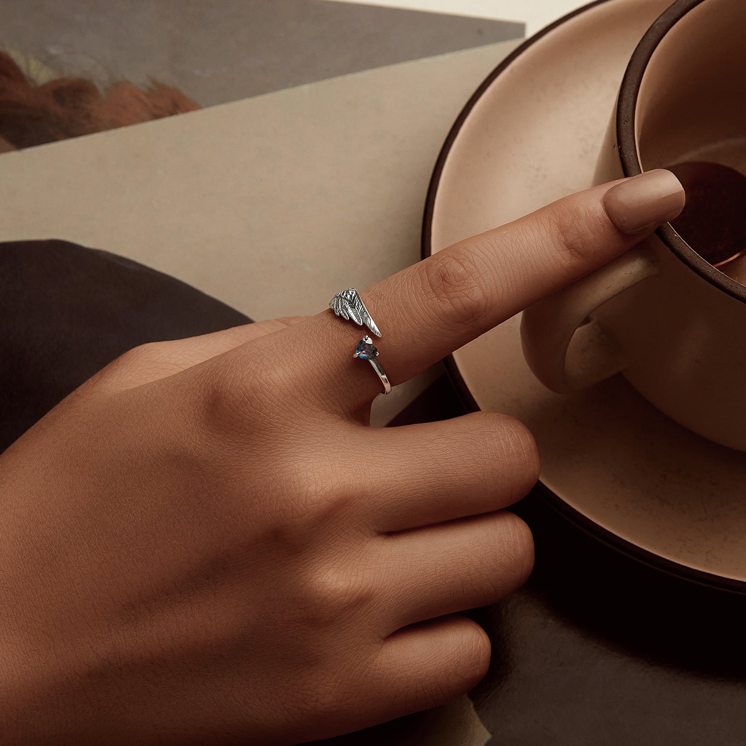 925 Sterling Silver Transparent Glass Ring for Women DestGlow