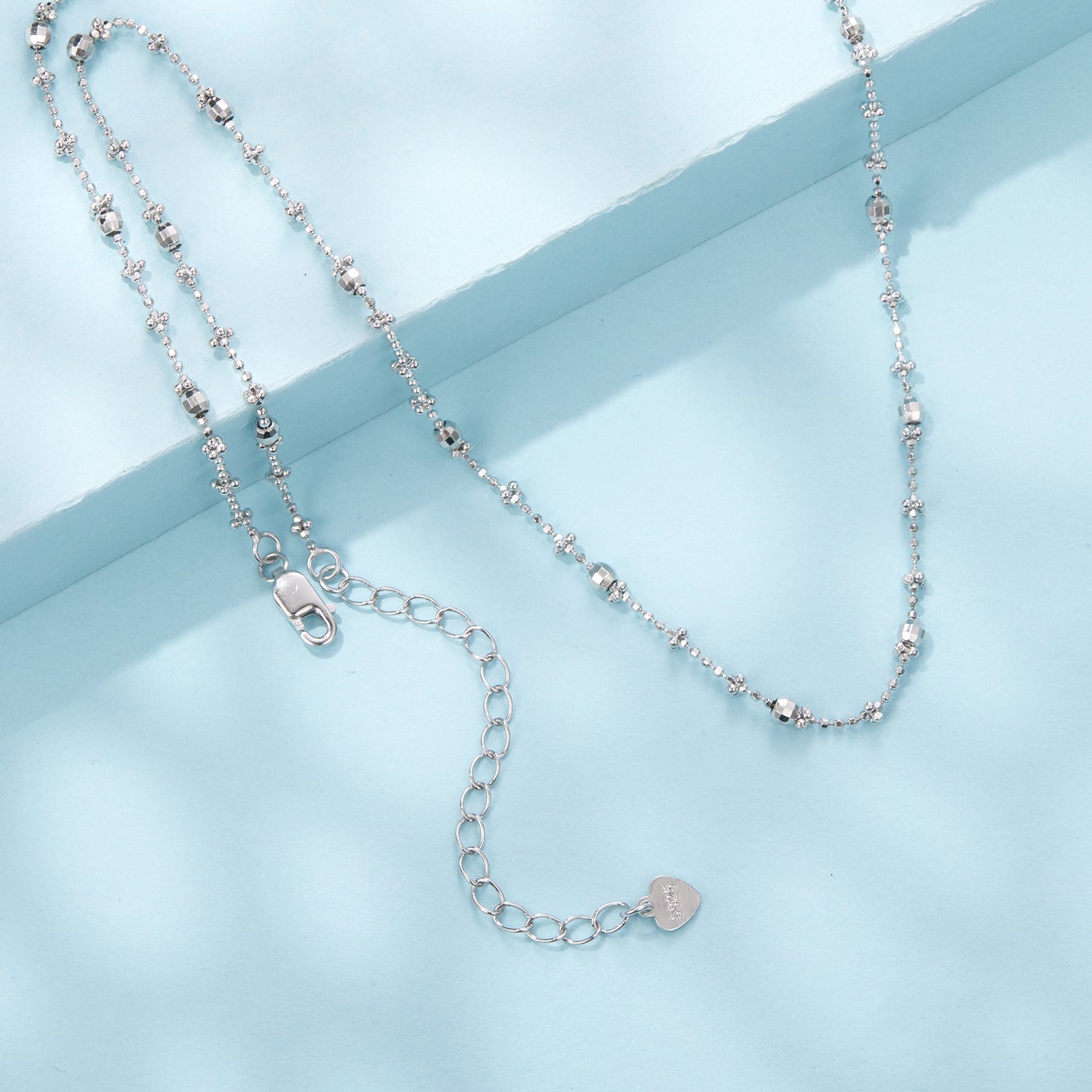 925 Sterling Silver 40+5cm White Gold Plated Necklace for Women DestGlow