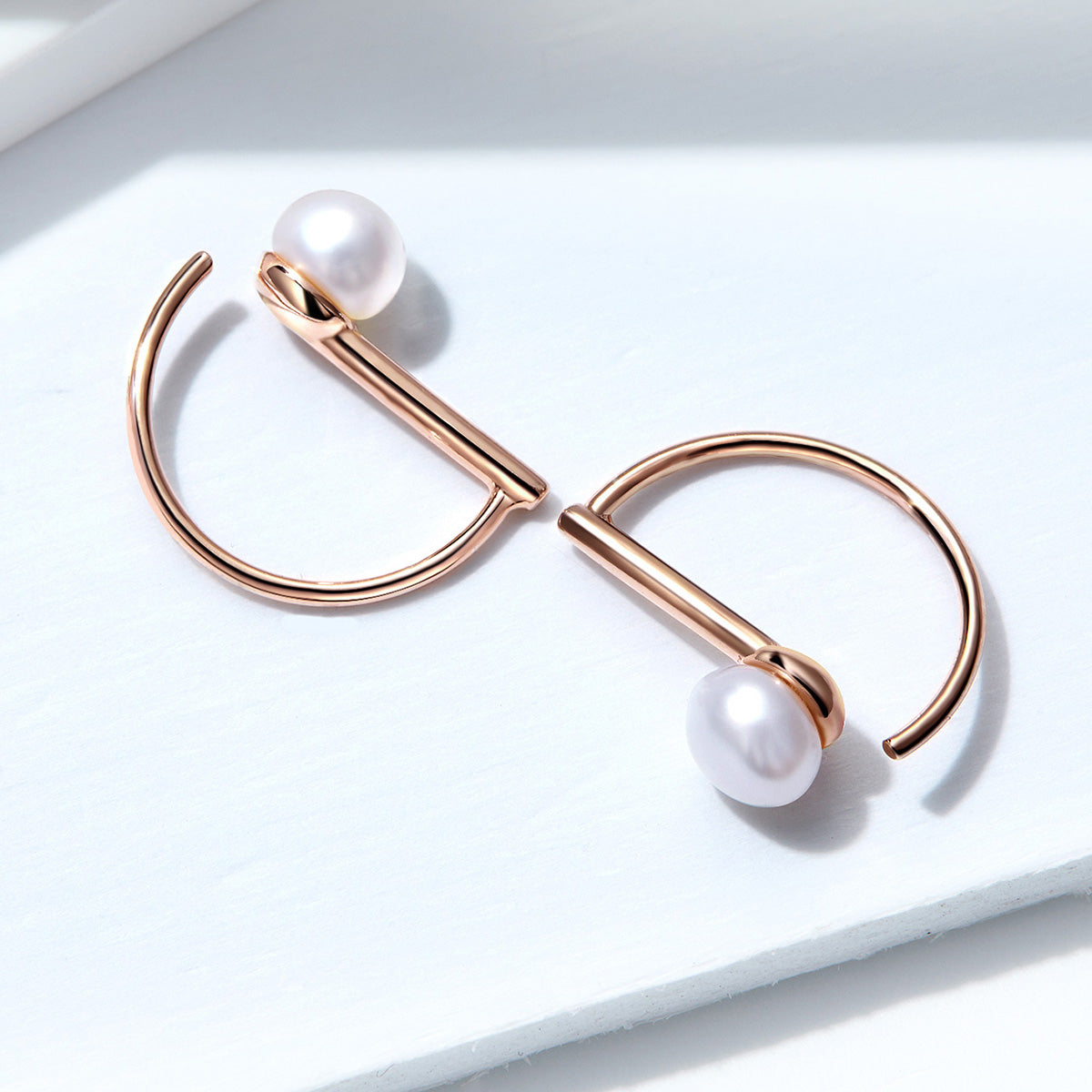 925 Sterling Silver Earrings in Rose Gold with Beads for Women DestGlow