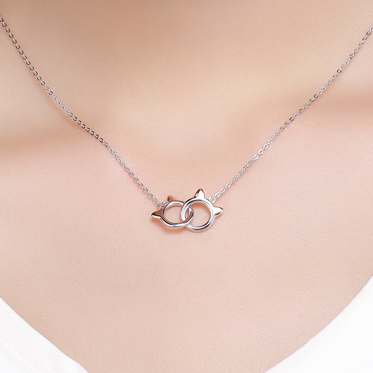 925 Sterling Silver Necklace, Length 38-45cm, Pendant 1.2*1cm, for Women DestGlow